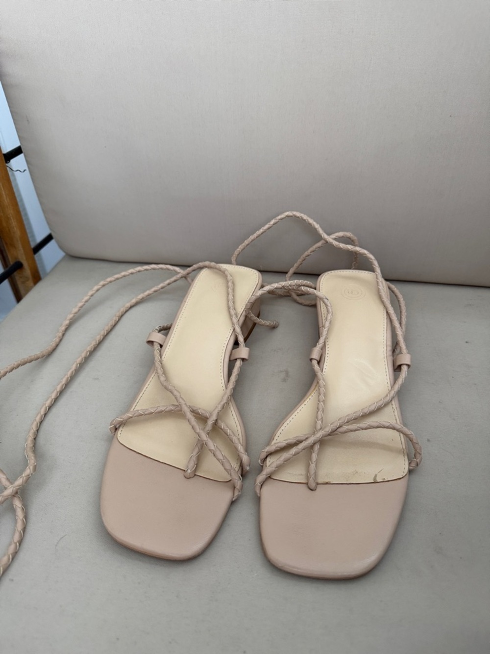Urban Outfitters Braided Lace-Up Sandals in Nude